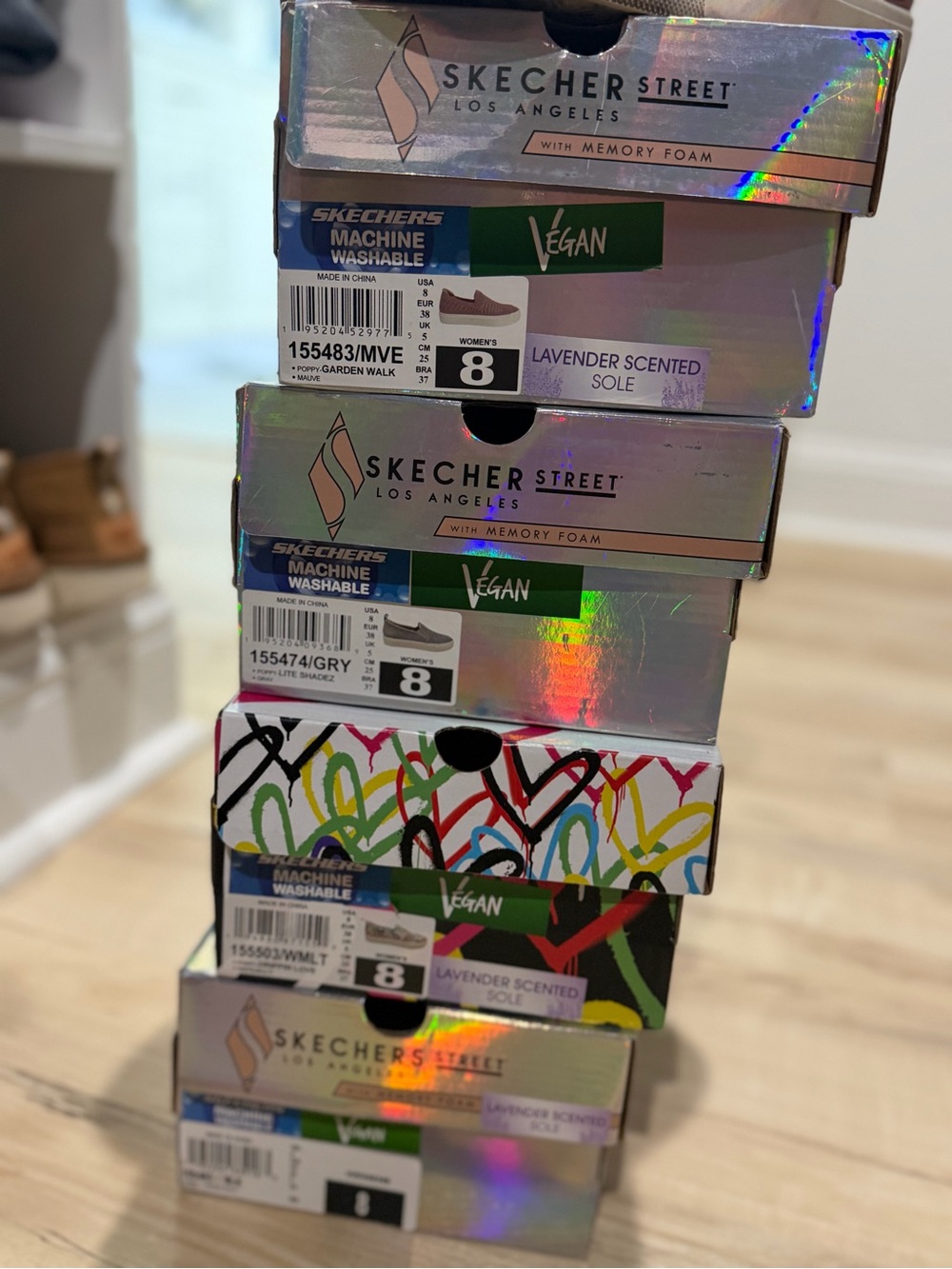 Skechers Women's Mixed Color Patterned Flats & Loafers Shoe Boxes